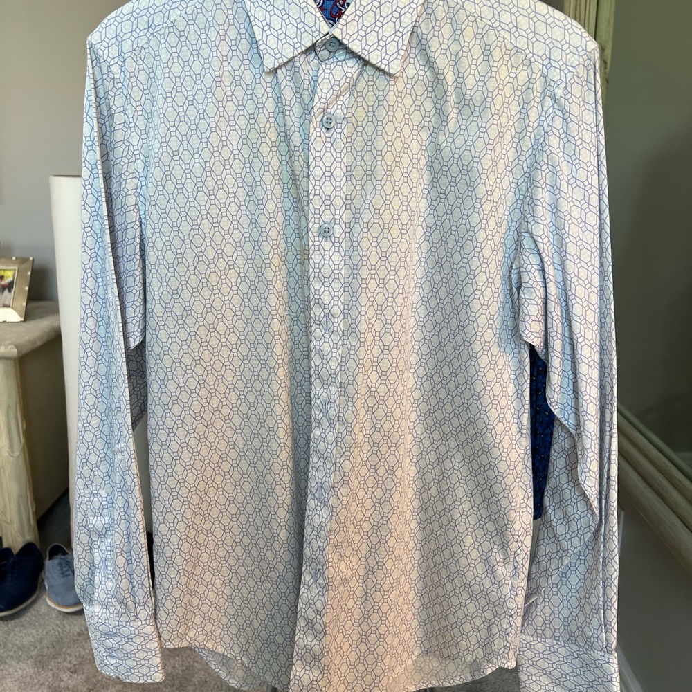 Robert Graham Blue Geometric Dress Shirt